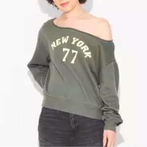 Doe Women’s Off The Shoulder New‎ York Graphic Sweatshirt​​